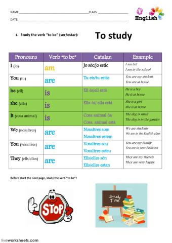 verb to be. study