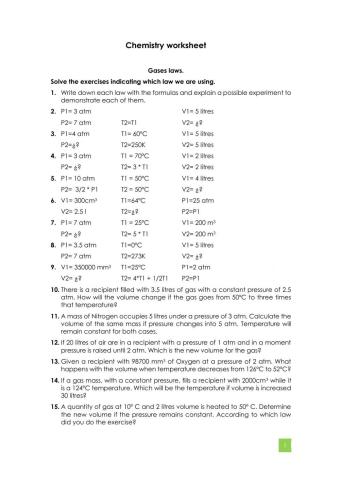 Chemistry worksheet