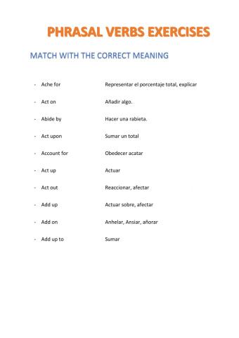 MATCH WITH THE MEANINGS