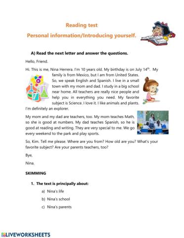 Reading personal information