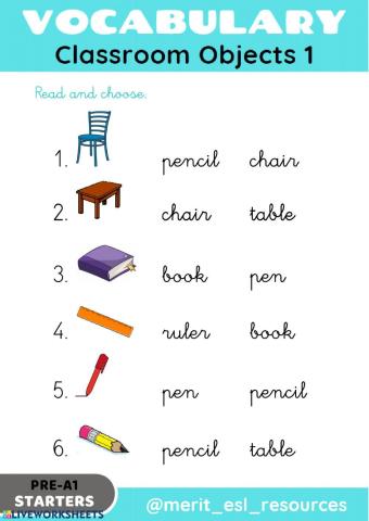 School Objects - Read and choose