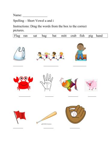 Spelling Short Vowel a and i