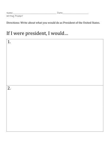If I Were President Writing Activity list