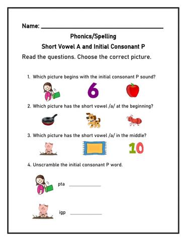 Initial consonant P and short vowel A