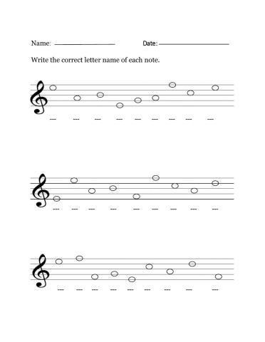 CPS Grades 4-6 Treble Clef Line and Space Notes