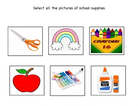 Selecting school supplies 1