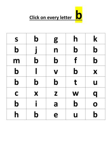 Click on the letter b