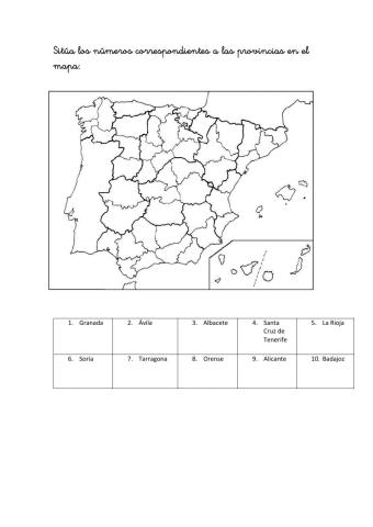 Exame: mapa Político de España