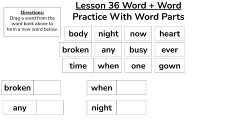 Lesson 36 Word + Word Practice