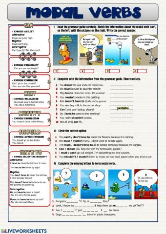 Modal verbs: can, must, mustn't, should, have to