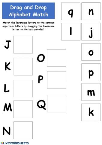 Matching Uppercase and Lowercase Alphabets J-Q