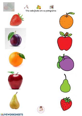 Une cada fruta con su pictograma