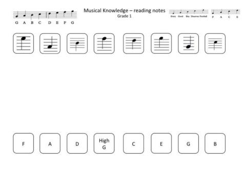 Musical Knowledge - Grade 1 - reading notes