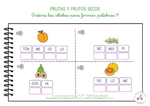 Las frutas: ordena las sílabas 9