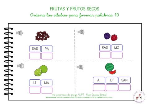 Las frutas: ordena las sílabas 10