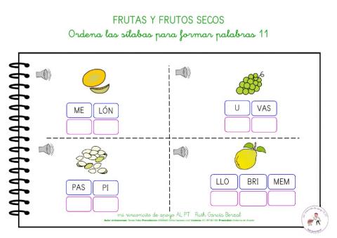 Las frutas: ordena las sílabas 11