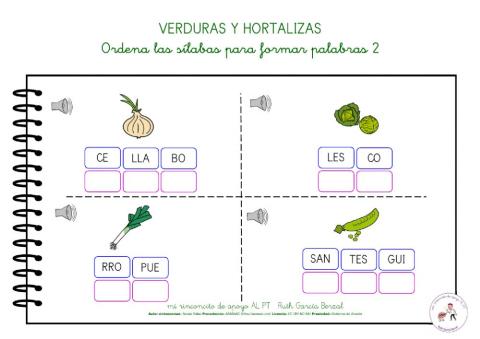 Las verduras: ordena las sílabas 2