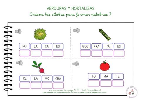 Las verduras: ordena las sílabas 7