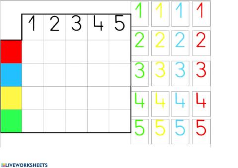 Cuadro doble entrada números-colores