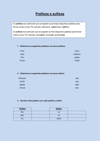 Prefixos e sufixos