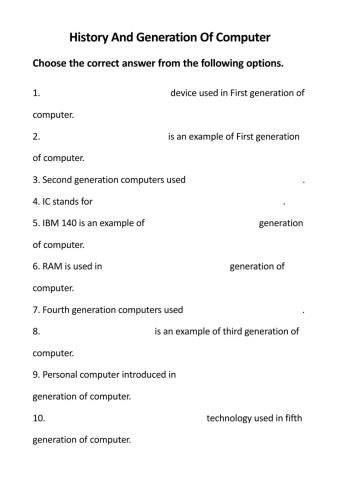 Class-6 Computer Worksheet Part-2