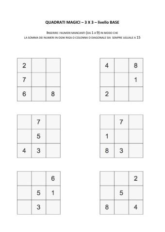 Quadrati magici - 3x3 - livello BASE - n.1