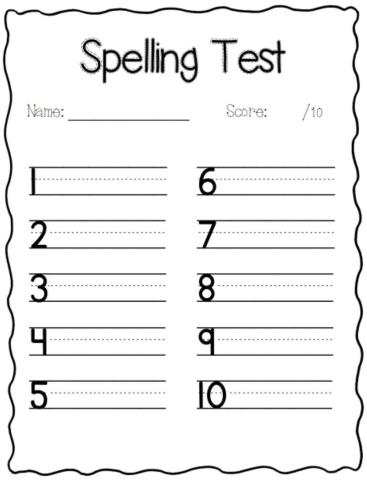 Spelling test Template