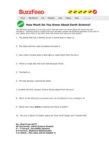 How much do you know about Earth Science