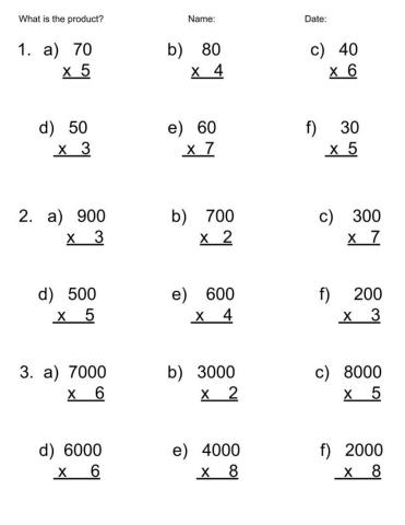 Multiply by 10s, 100s, 1000s