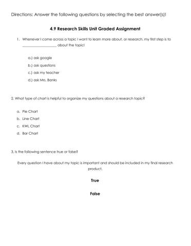 4.9 Research Skills Unit Graded Assignment
