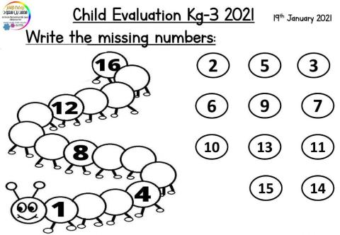 Child evaluation math number 16 kg3