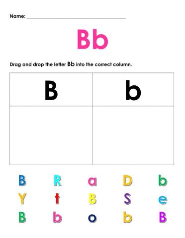 Uppercase and Lowercase Sorting (Letter B)