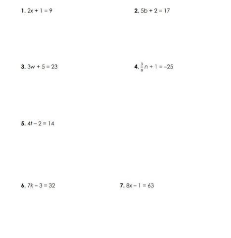 Solving two step linear equations