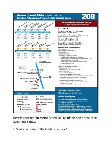 Rio Metro to Albuquerque Schedule