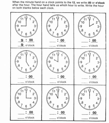 Telling Time - Hour Intervals