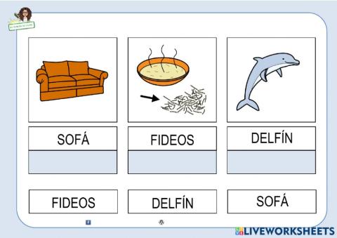 Letra F: Sofá, Fideos y Delfín