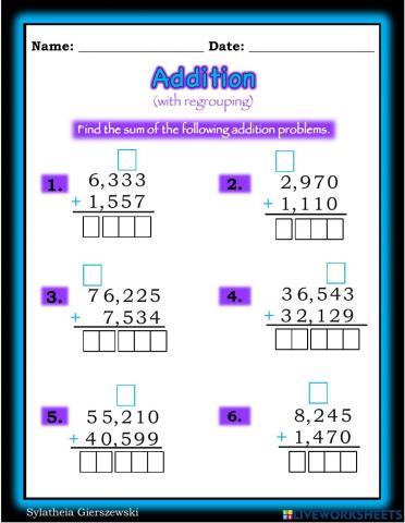 Addition with regrouping