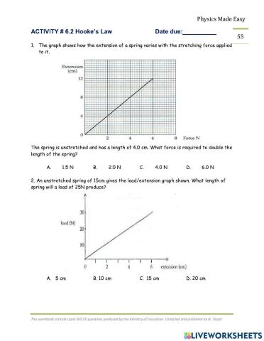 Quiz on Hooke's Law