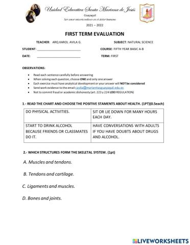 Evaluation fifth grade