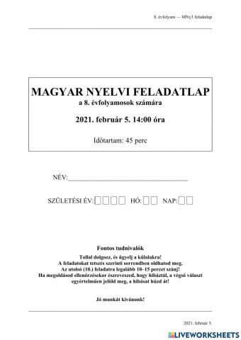 Magyar felvételi 8. 2021.02.05.LEGAL