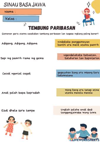 Soal Bahasa Jawa (Join with Arrows) - Tembung Paribasan-