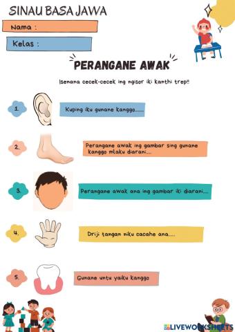 Soal Bahasa Jawa (drop down and select box) - Perangane Awak -