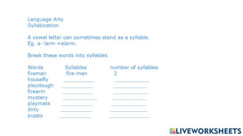 Syllabication-syllables
