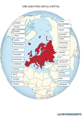 Unir capitales con países de Europa