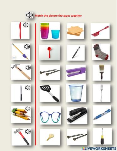 - Association - knife & fork, hammer & nail, pen & pencil - (1.01) LN