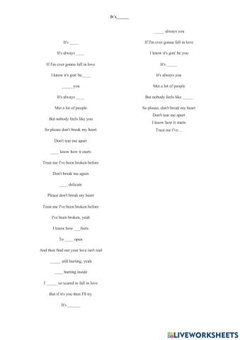 Song for use of verb to be