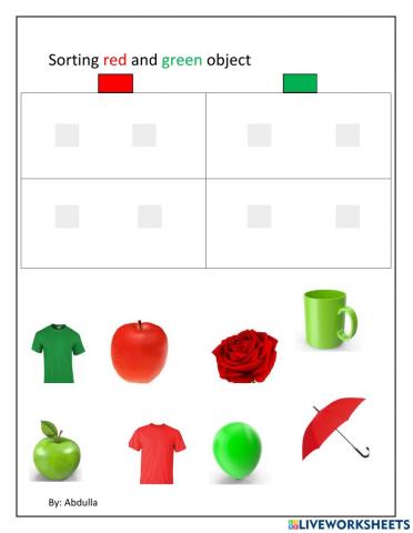 Sorting red and green objects