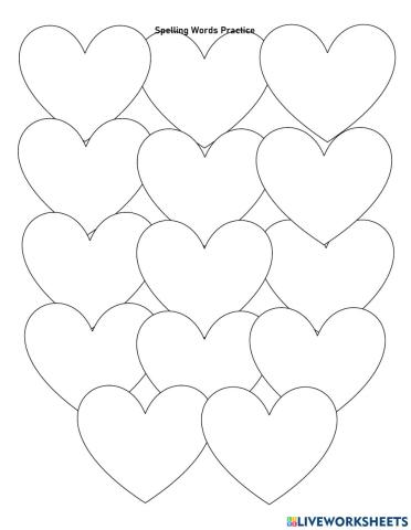 Hearts Spelling Practice Sheet