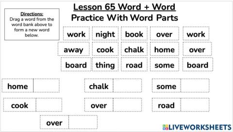 Lesson 65 Word + Word Practice 