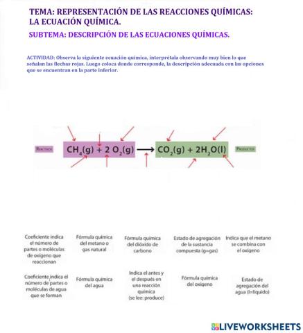 Descripción y Partes de la ecuación química. 